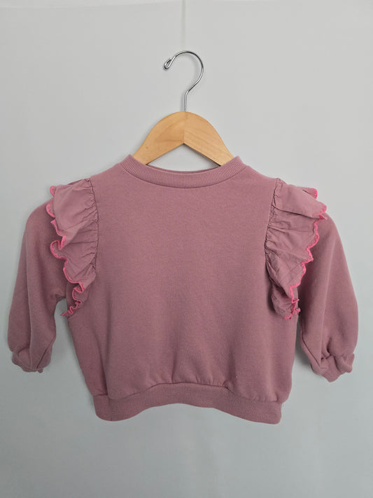 H&M Dusty Pink Ruffle Crewneck • 3-4 years
