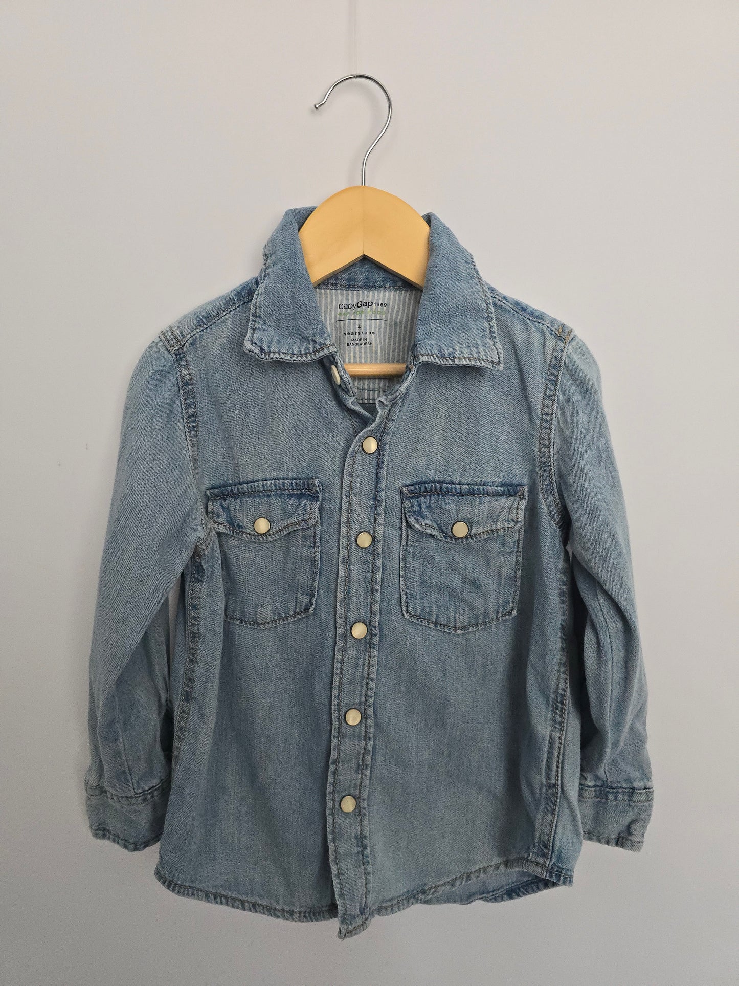 Baby Gap Light Wash Snap Button Up Shirt • 4 years