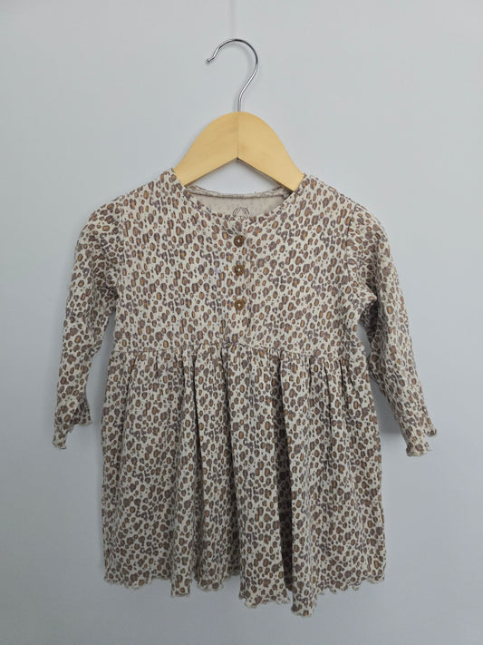 Next Leopard Ribbed Dress • 12-18 months