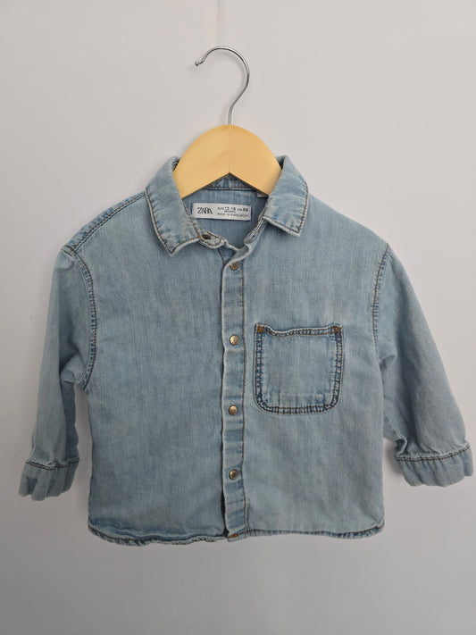 Zara Light Wash Denim Snap Up • 12-18 months