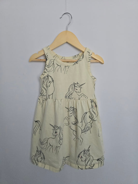 PLAY H&M Yellow Unicorn Dress • 2-4 years