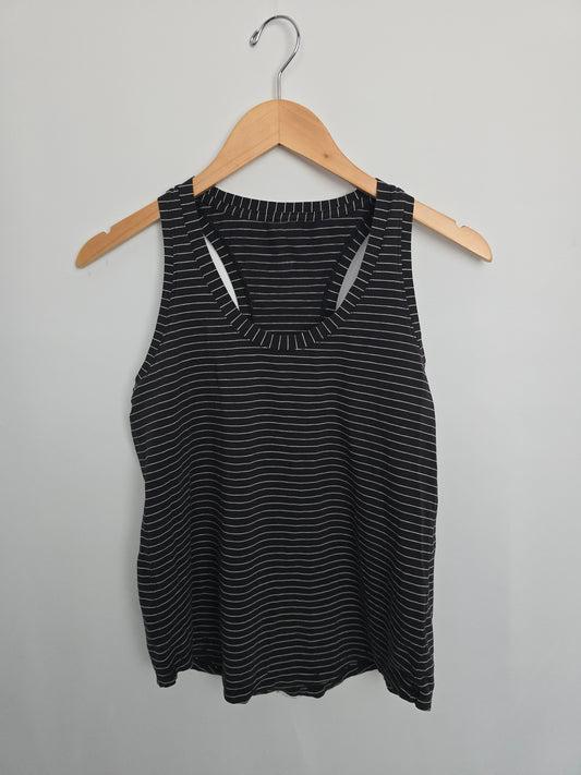 Lululemon Black Stripe Waist Length Racerback Tank • Medium 8