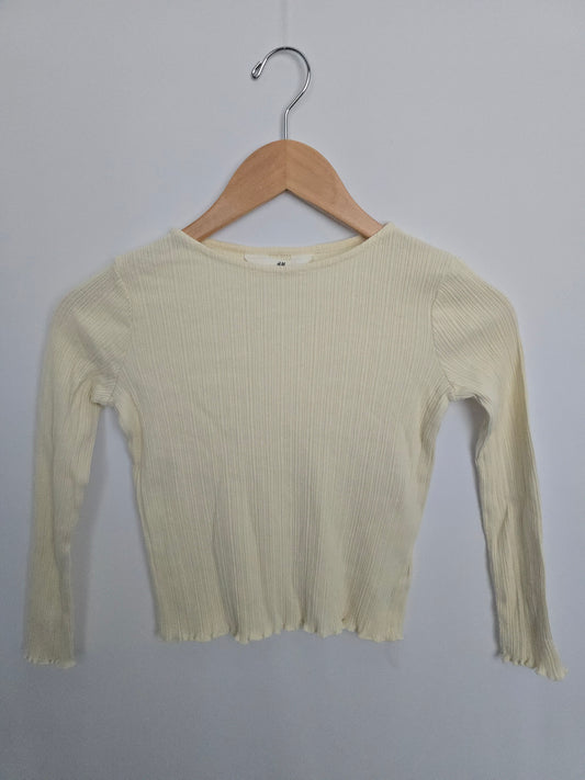 H&M Cream Ribbed Boat Neck Long Sleeve • 8-10 years