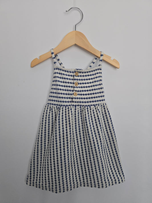 Primark Blue Dotted Lines Tank Dress • 18-24 months