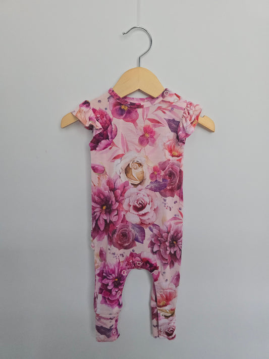 Posh Peanut Floral Ruffle Bum Romper • 0-3 months