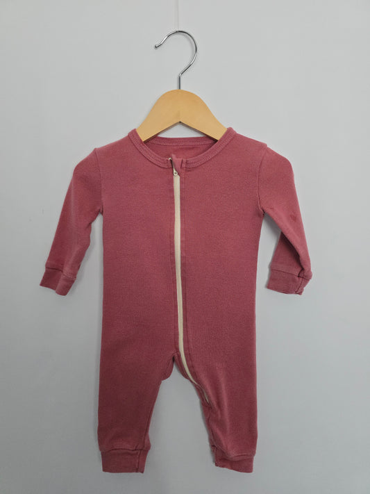 Mini Mioche Rosy Organic Cotton Zip Romper • 0-3 months
