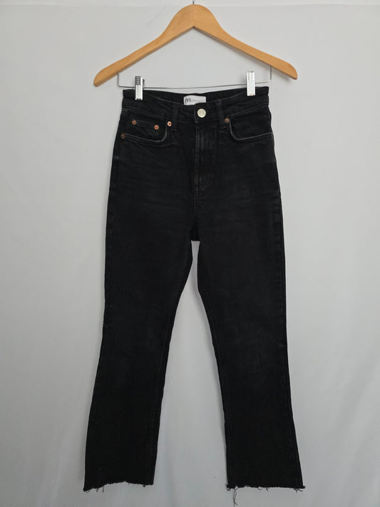 Zara Black Wash Straight Leg Jeans • X-Small 2