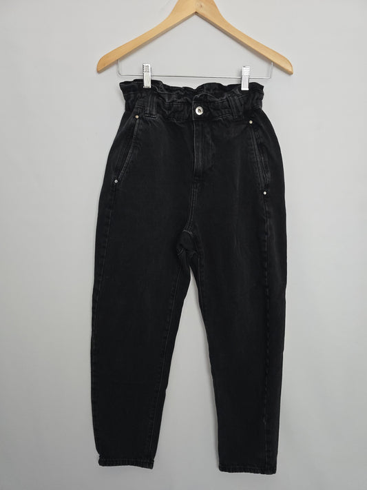Zara Black Paperbag Waist Jeans • X-Small 2