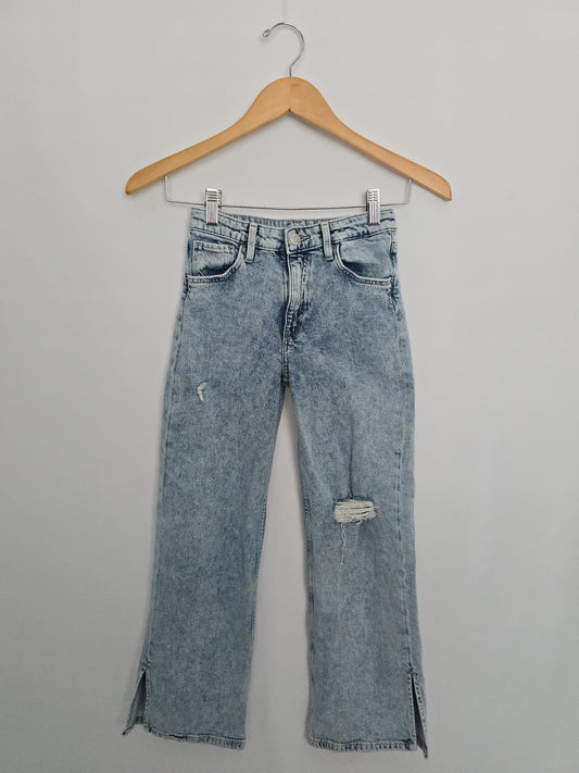 H&M Medium Wash Distressed Jeans • 8-9 years