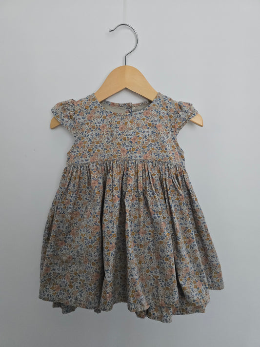 Wheat Spring Floral Fancy Dress • 12 months