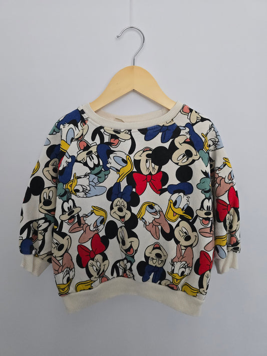 Zara Cream Mickey & Friends Crewneck • 2-3 years