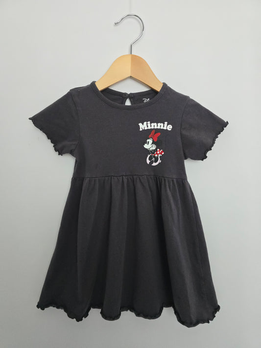 Disney at Primark Grey Minnie Lettuce Hem Dress • 12-18 months