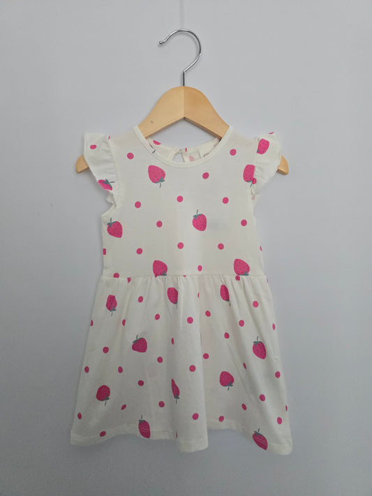 NEW H&M Strawberries Ruffle Sleeve Dress • 9-12 months