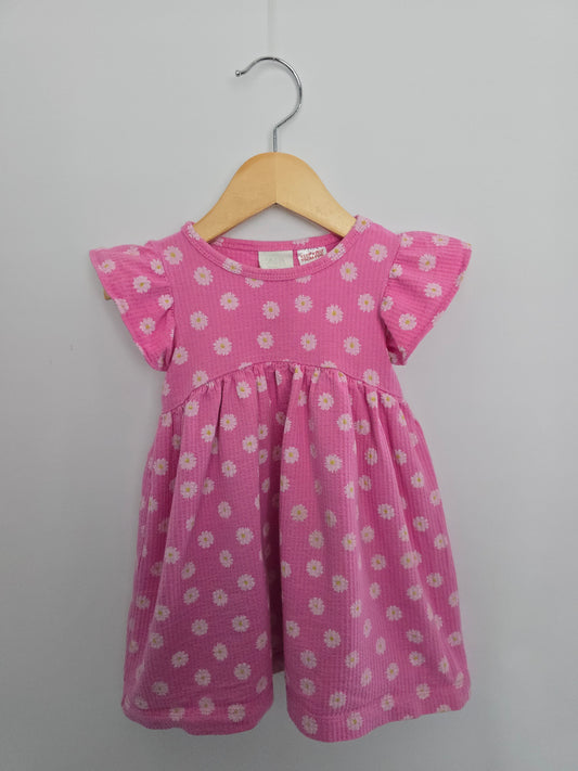 Zara Pink Daisy Ruffle Shoulder Dress • 18 months