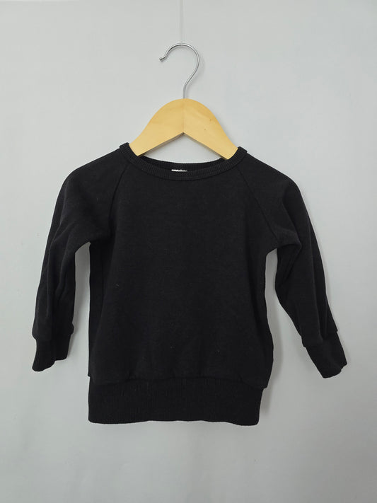 Little & Lively Black Fleece Crewneck • 6-12 months