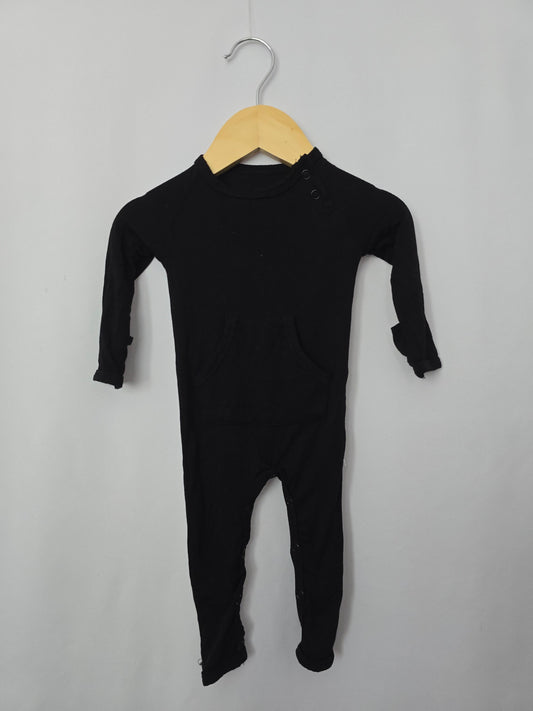 Luca Elle Black Pocket Snap Romper • 0-3 months