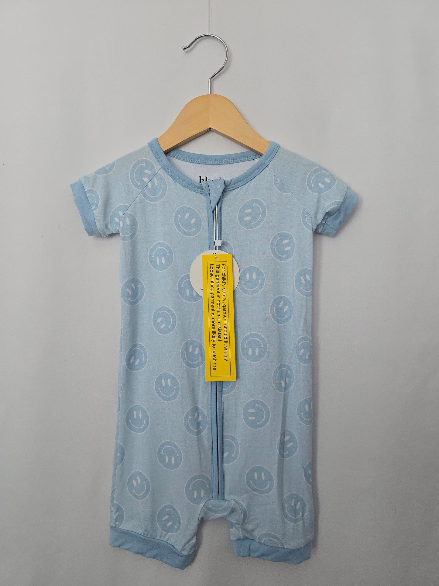 NEW Blush Lotus Blue Smiley Shortie Romper • 18-24 months
