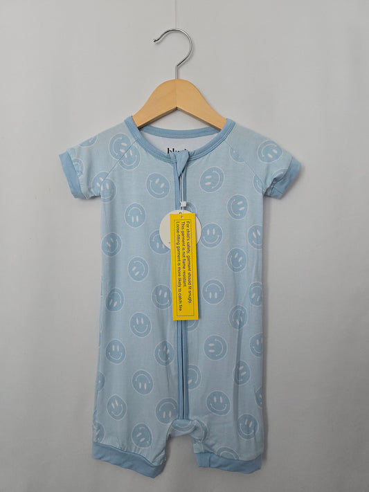 NEW Blush Lotus Blue Smiley Shortie Romper • 18-24 months