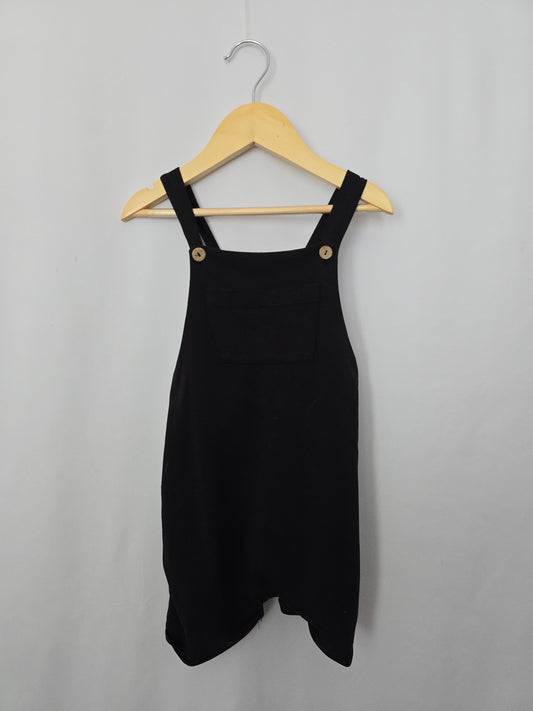 Little & Lively Black Suspender Romper • 1-2 years