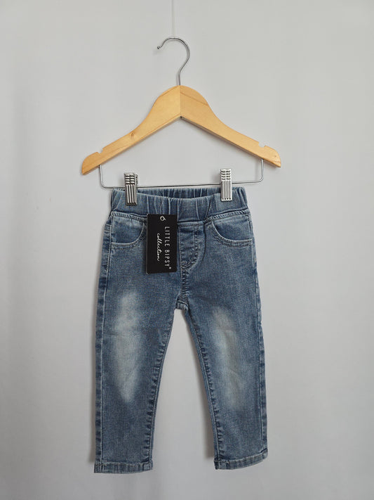 NEW Little Bipsy Denim Joggers • 12-18 months