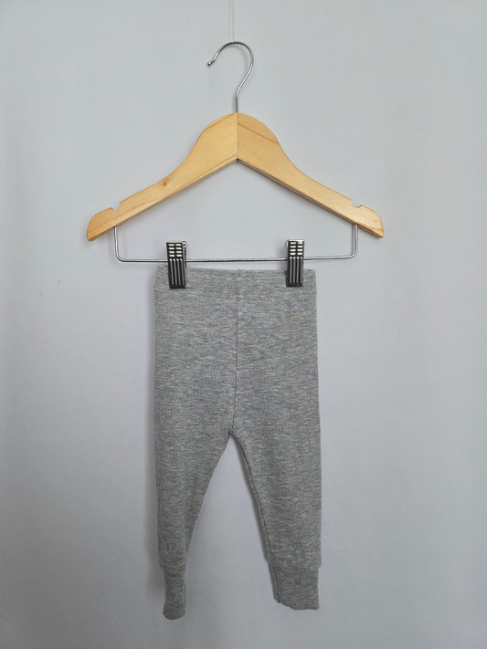 Little Bipsy Grey Ribbed Leggings • 6-12 months