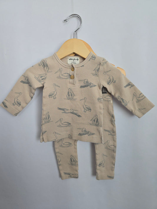 Wilson & Frenchie Pelican Ribbed Set • 3-6 months