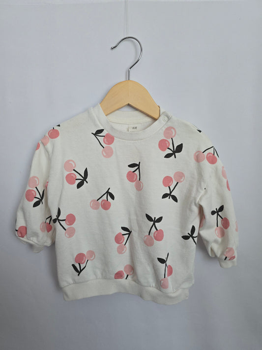 H&M Cherry Crewneck • 12-18 months