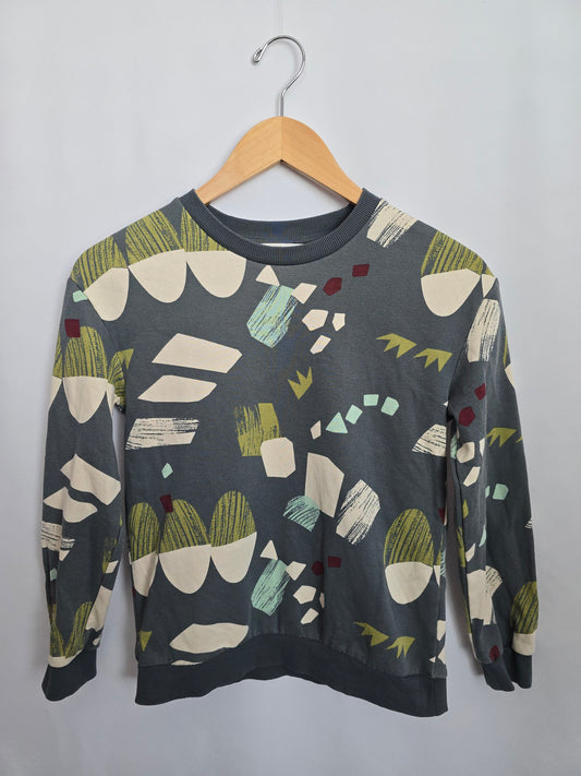 H&M Grey Blue Abstract Shapes Crewneck • 8-10 years