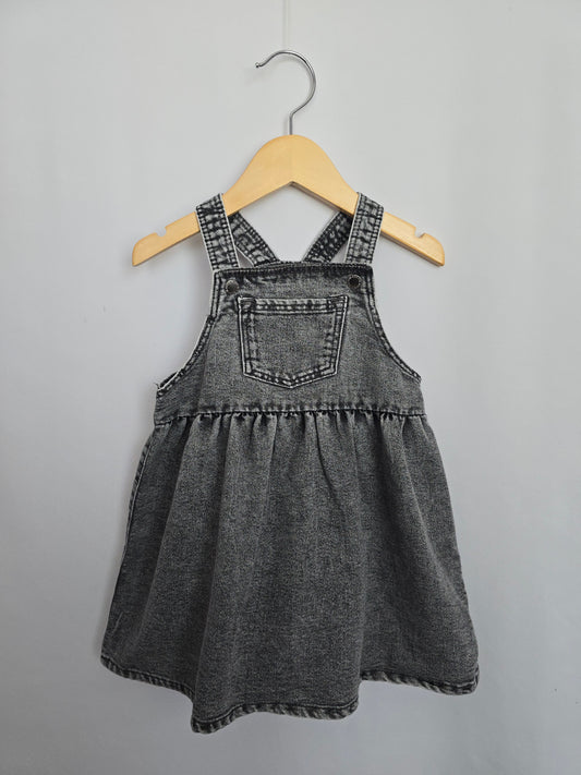 H&M Dark Grey Denim Jumper Dress • 18-24 months