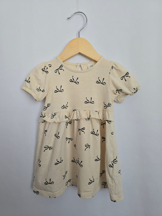 H&M Cream Bows Ruffle Dress • 9-12 months