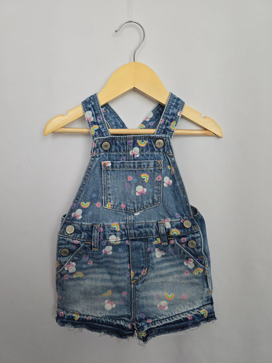 Baby Gap x Disney Rainbow Minnie Shortalls • 12-18 months