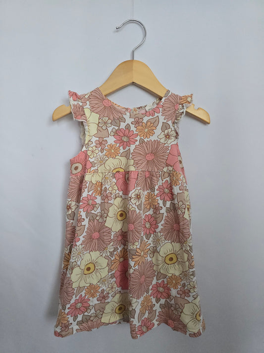 H&M Groovy Floral Ruffle Sleeve Dress • 12-18 months