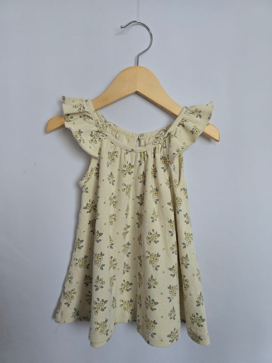 Quincy Mae Butter Floral Ruffle Sleeve Dress • 12-18 months
