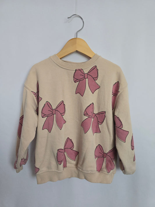 Zara Pink Bows Crewneck *stains* • 5 years