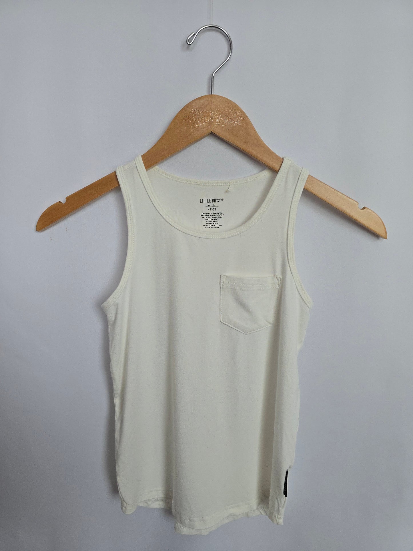 Little Bipsy White Pocket Tank • 4-5 years