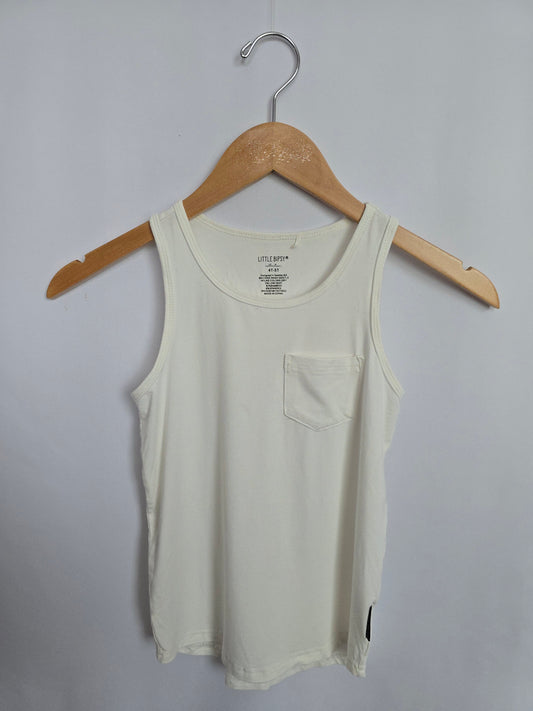 Little Bipsy White Pocket Tank • 4-5 years
