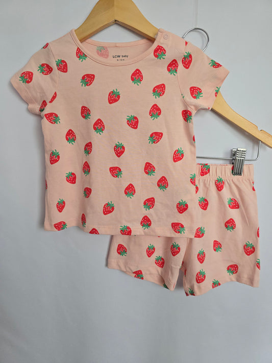 LCW Baby Strawberry Tee & Shorts Set • 9-12 months
