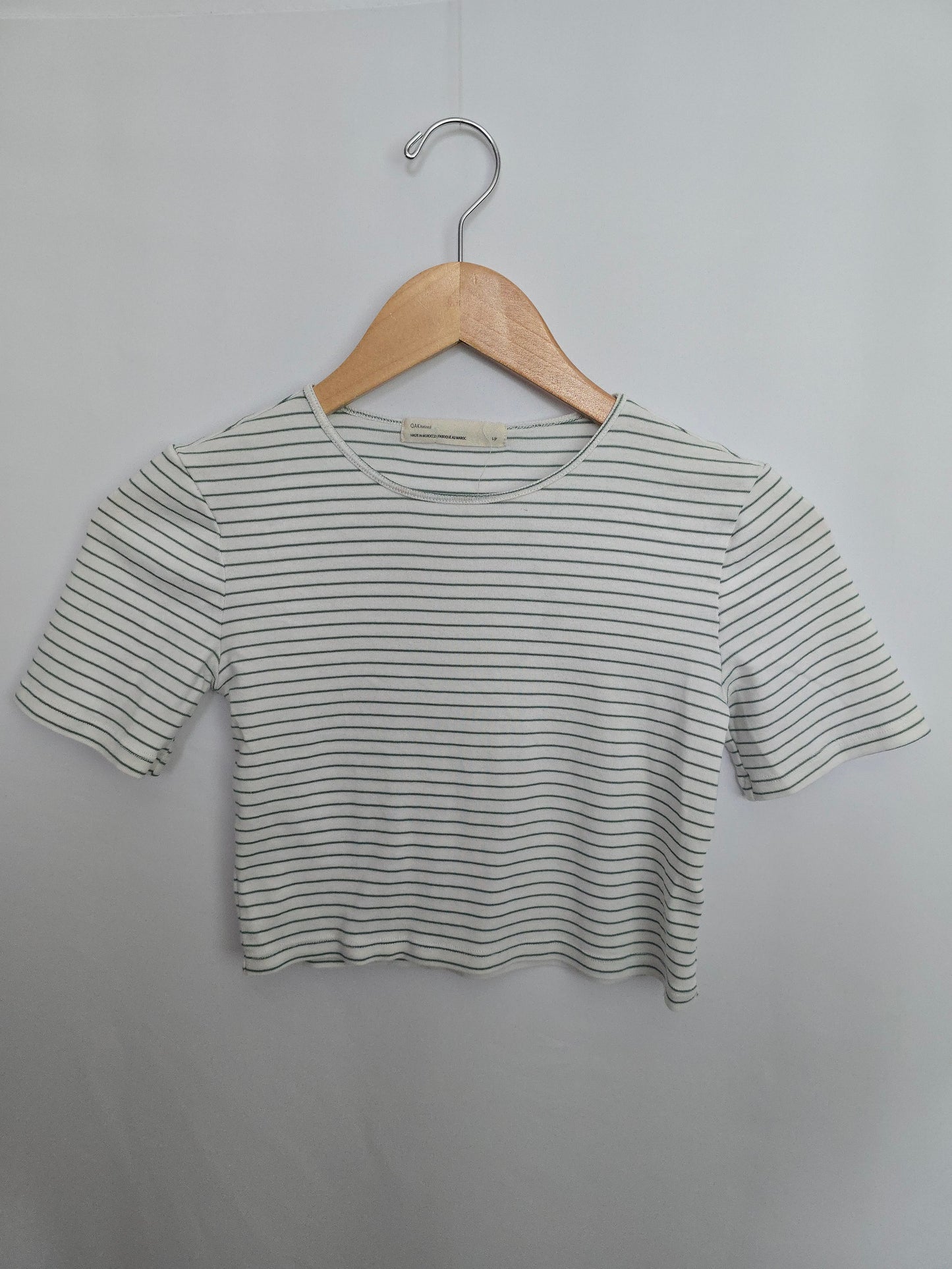Oak Refind Green Stripe Crop Tee *stain* • Small