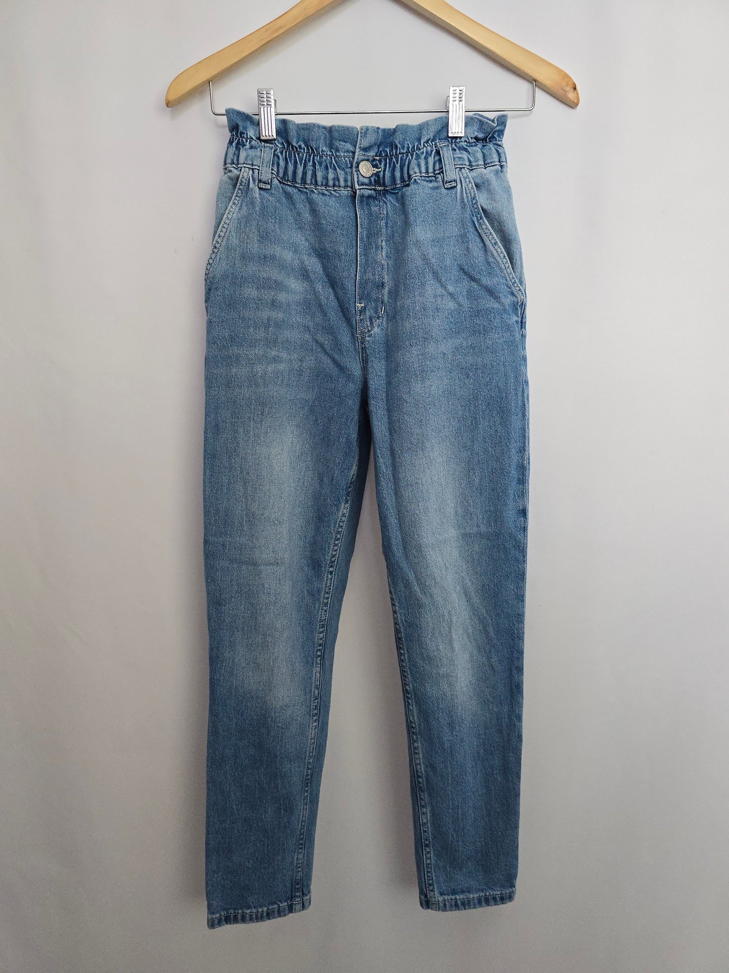 H&M Light Wash Paperbag Waist Denim • 10-11 years