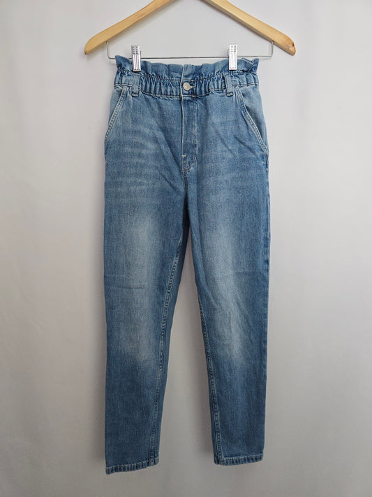 H&M Light Wash Paperbag Waist Denim • 10-11 years