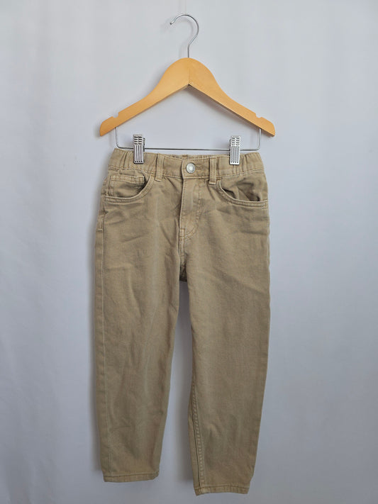 H&M Loose Fit Sand Denim • 3-4 years