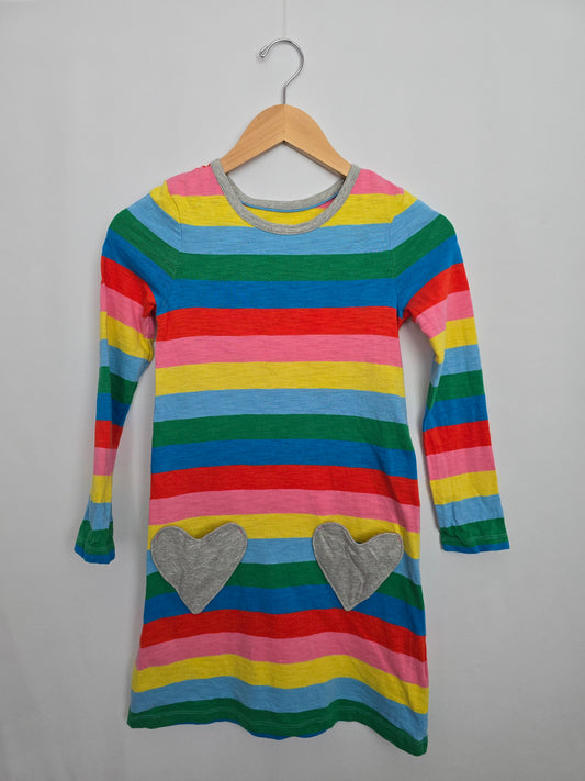MiniBoden Rainbow Stripe Pocket Dress • 9-10 years