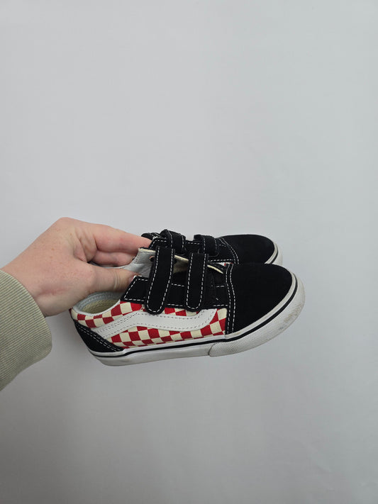 Vans Red Checkered Velcro Sneakers • 10C