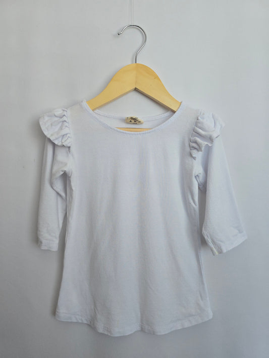 Nest & Nurture White Mille Long Sleeve • 4 years