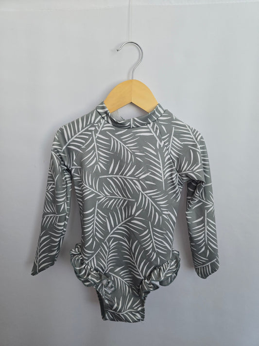 Imagine Perry Green Ferns Ruffle Sunsuit • 3-4 years