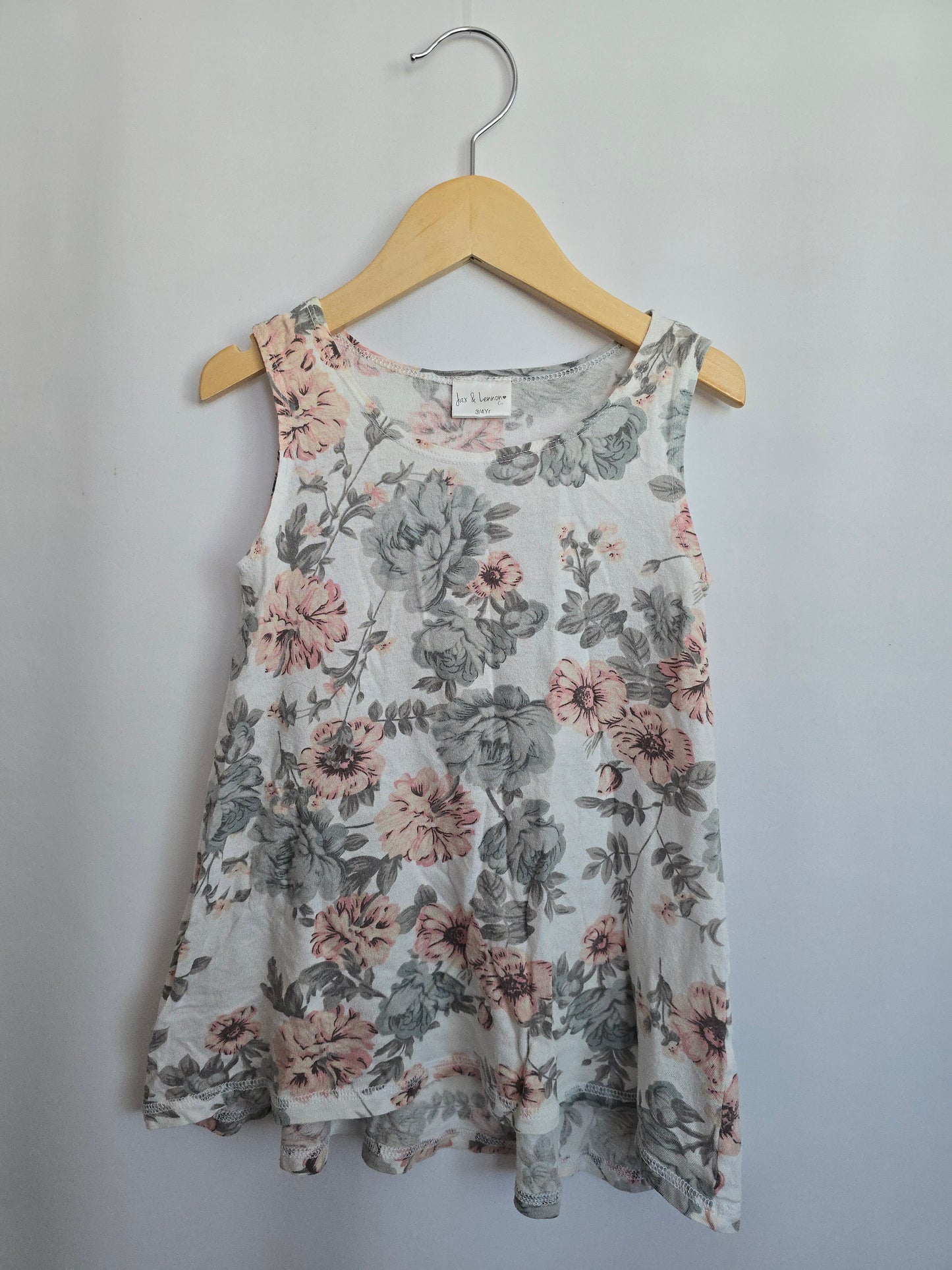 Jax & Lennon White Rose Floral Dress • 3-4 years