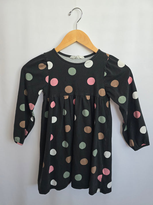 H&M Large Polkadot Long Sleeve Dress • 5-6 years