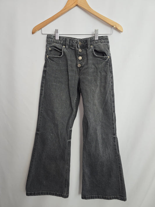 Zara Grey Wash Button Up Flare Jeans • 9-10 years