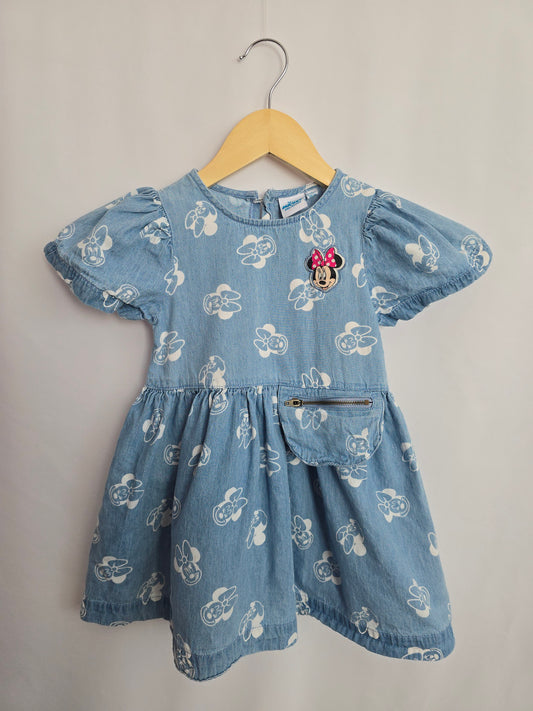 Disney Mickey & Friends Minnie Denim Pocket Dress • 2-3 years