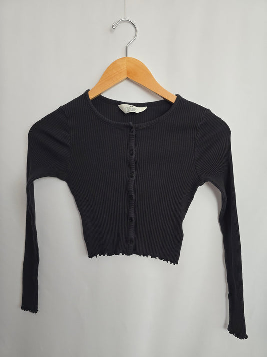 H&M Black Ribbed Button Up Shirt • 8-10 years